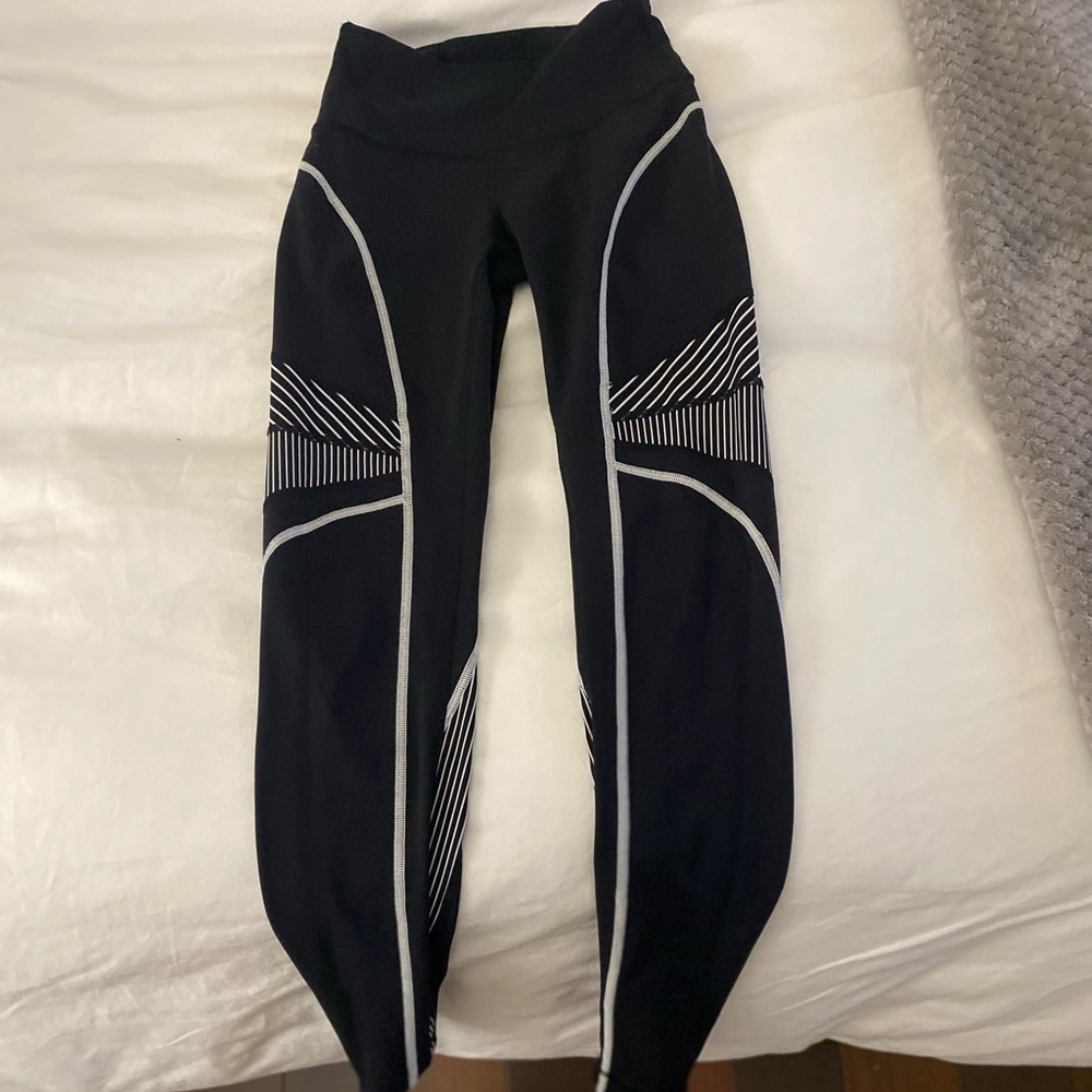 Lululemon Black Striped Workout Leggings